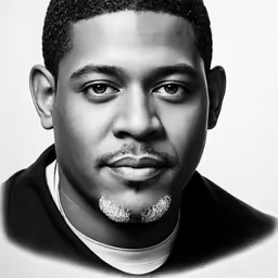 a black and white photo of a man with beard