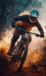 a person riding a bike in the dirt