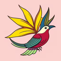a small bird is sitting on a yellow and blue flower