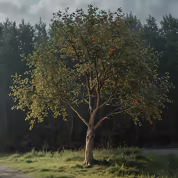 an old tree with no leaves on the side of a road