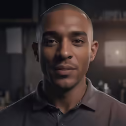 a black man wearing a black shirt looking ahead