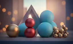 3d rendering image of gold, silver and blue ball