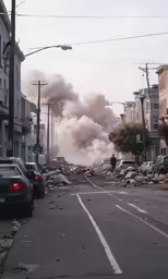 smoke billows from the roof of a firehouse as it reaches towards the ground