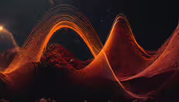 there are multiple red curves made of smoke,multiple layers of orange and yellow substance