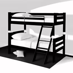 bunk beds with stairs are in an empty room