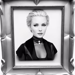 an artistic photo of a woman in a black and white frame