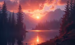 this is a photo of a beautiful sunset over a lake
