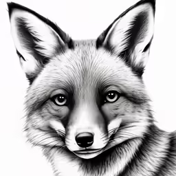 a drawing of a fox looking at the camera