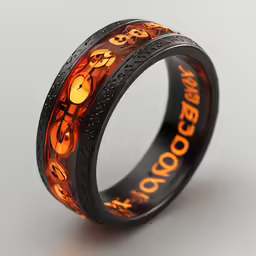 a glowing ring with symbols glows through it