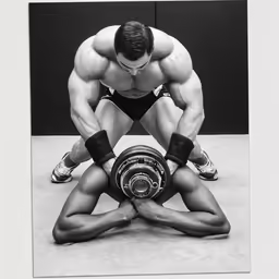 the man is sitting down with a dumb bar