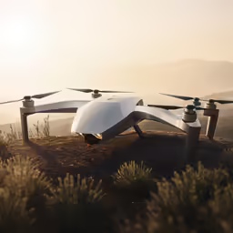 a small, white airplane on top of a hill