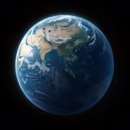 the earth is glowing blue and brown