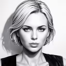 black and white portrait of woman wearing a leather vest