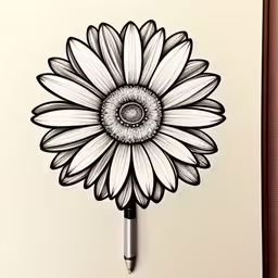 drawing of a white daisy with a ballpoint pen