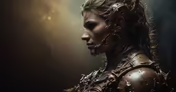 a woman with a spiked collar and spikes on her face