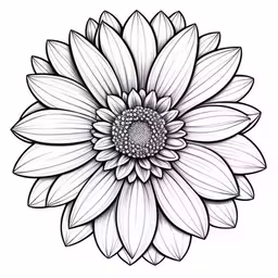 a large black and white flower in a circle,a large flower with petals is shown in black and white