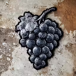 a close up of a wineglass and a bunch of grapes