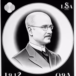 a drawing of a man with glasses on it