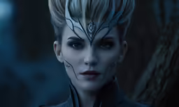 a woman wearing white hair and eye makeup