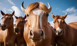 a group of horses standing close together