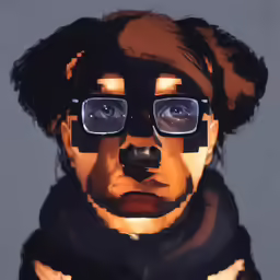 a digital portrait of a man wearing glasses