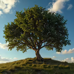 the tree is growing on top of the mountain