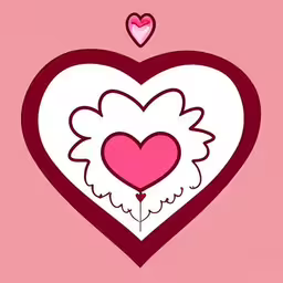 an image of a large heart with a bird flying over it,a red and white heart with a large white heart above it