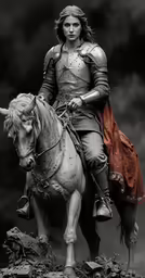 a statue of a lady on a white horse