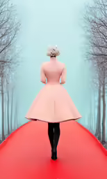 a woman wearing a pink dress is walking on the red carpet