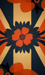 a painting with a flower, circles and lines