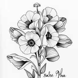 some flowers on a white background and black lettering,an inked image of a flower with words that read since i have been a little wild