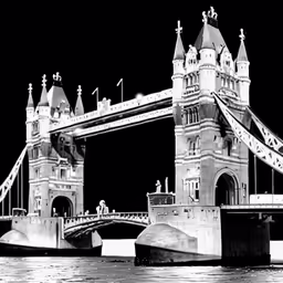 the tower bridge is lit up with bright lights