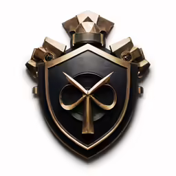 the shield is holding some scissors and two other items