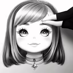 an animated drawing of a girl with long hair