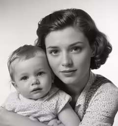 a woman holding a baby girl in her arms