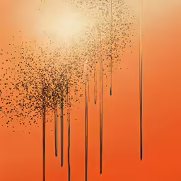 there is an orange colored background with a bunch of dots