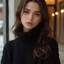the girl with blue eyes is posing