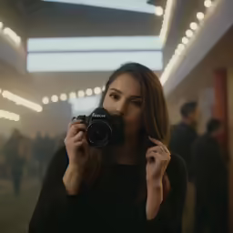 a girl taking a picture with her camera