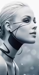 a woman with a face line drawn on her body