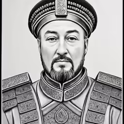 a drawing of a man wearing armor