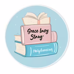 the grace boyy sing badge with books stacked on top