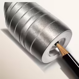a roll of foil and a pen are sitting next to each other