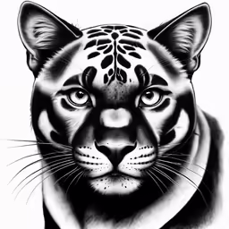 a tiger with black and white tattoo art