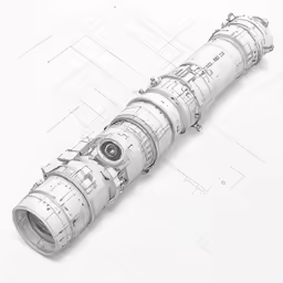 a large white tube shaped model with black lines on it