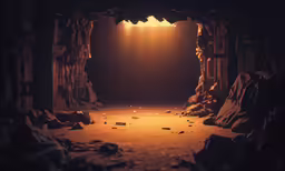 a stage scene is shown in this dark room