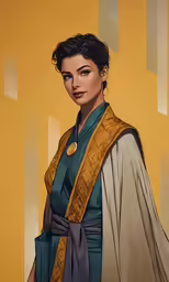 a painting of a woman with brown hair