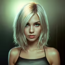 a close - up of a person with blonde hair