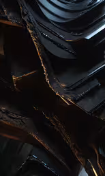 a stack of black metal plates stacked on top of each other,a stack of black and gold plastic plates