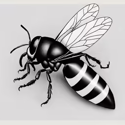 the black and white drawing of a bee