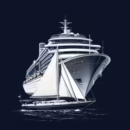 a large white boat in the ocean